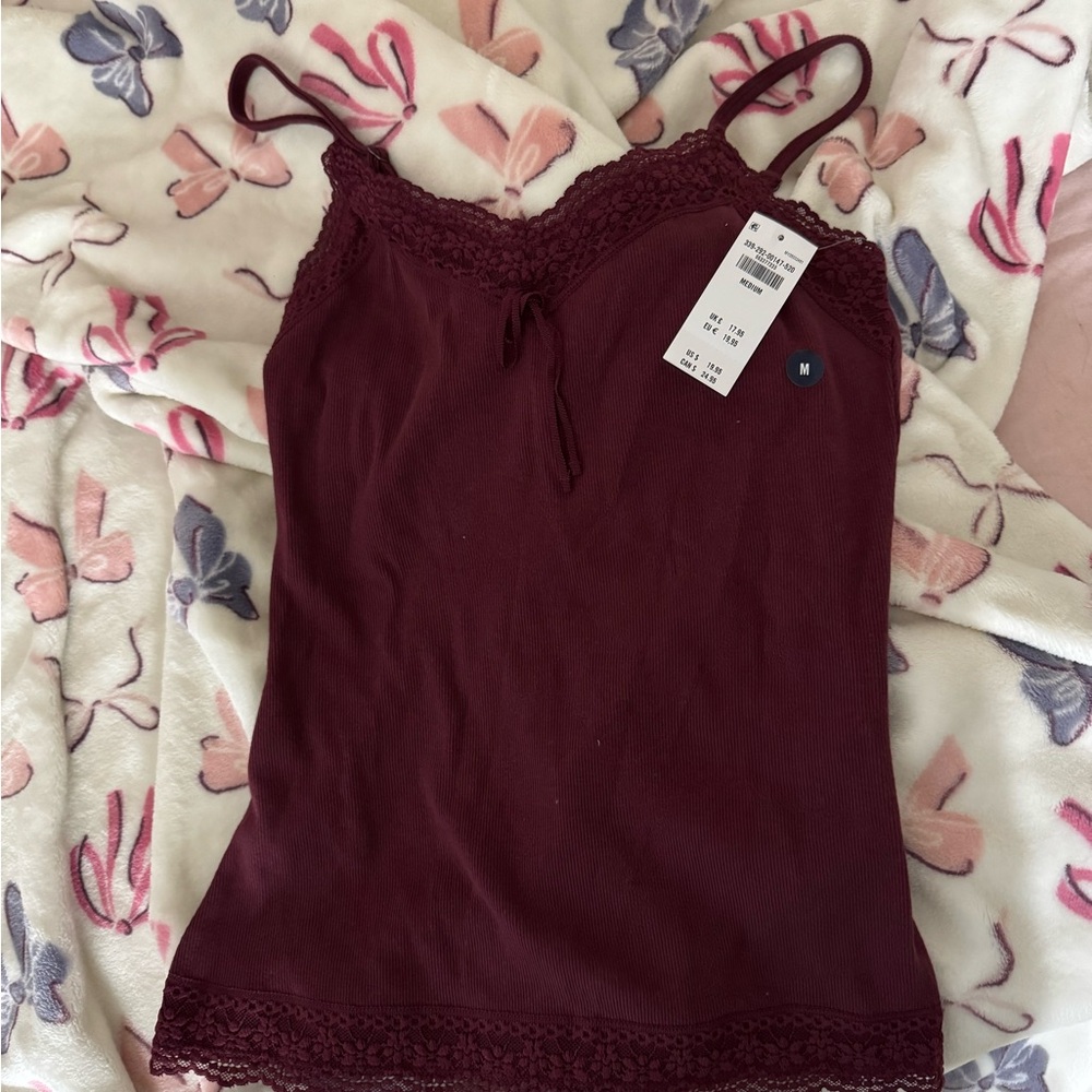 Hollister Red Fitted Camisole with Tie Front